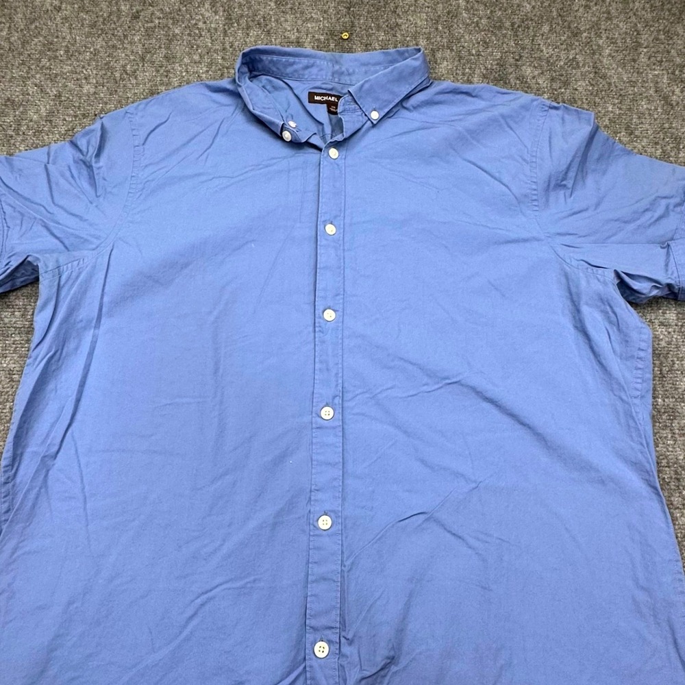 Michael Kors Women XXL Blue Short Sleeve Button Down Cotton Shirt RN111818